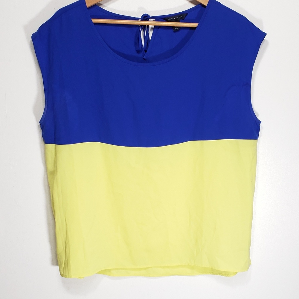 Tommy Hilfiger womens XL cap sleeve top blouse pol